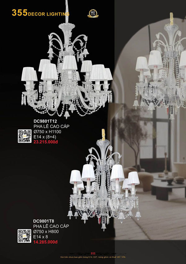 Đèn chùm 355 Decor DC9801T8, DC9801T12