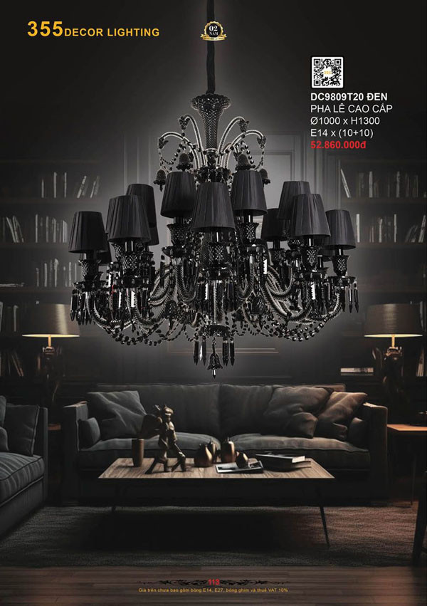 Đèn chùm 355 Decor DC9809T20 ĐEN