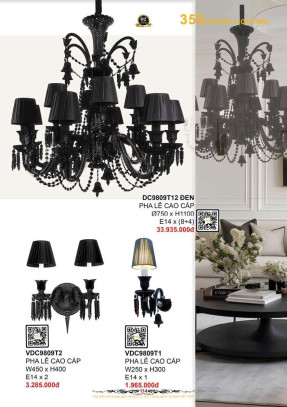 Đèn chùm 355 Decor DC9809T12 ĐEN, VDC9809T2, VDC9809T1