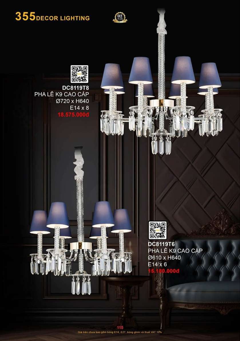 Đèn chùm 355 Decor DC8119T6, DC8119T8