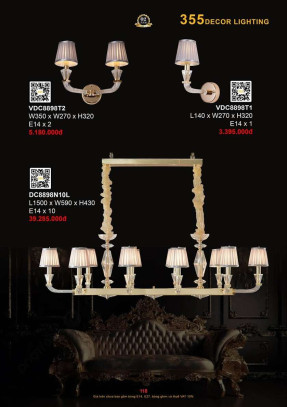 Đèn chùm 355 Decor DC8898N10L, VDC8898T2, VDC8898T1