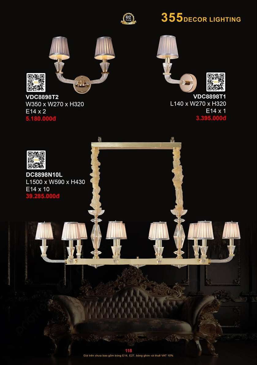 Đèn chùm 355 Decor DC8898N10L, VDC8898T2, VDC8898T1