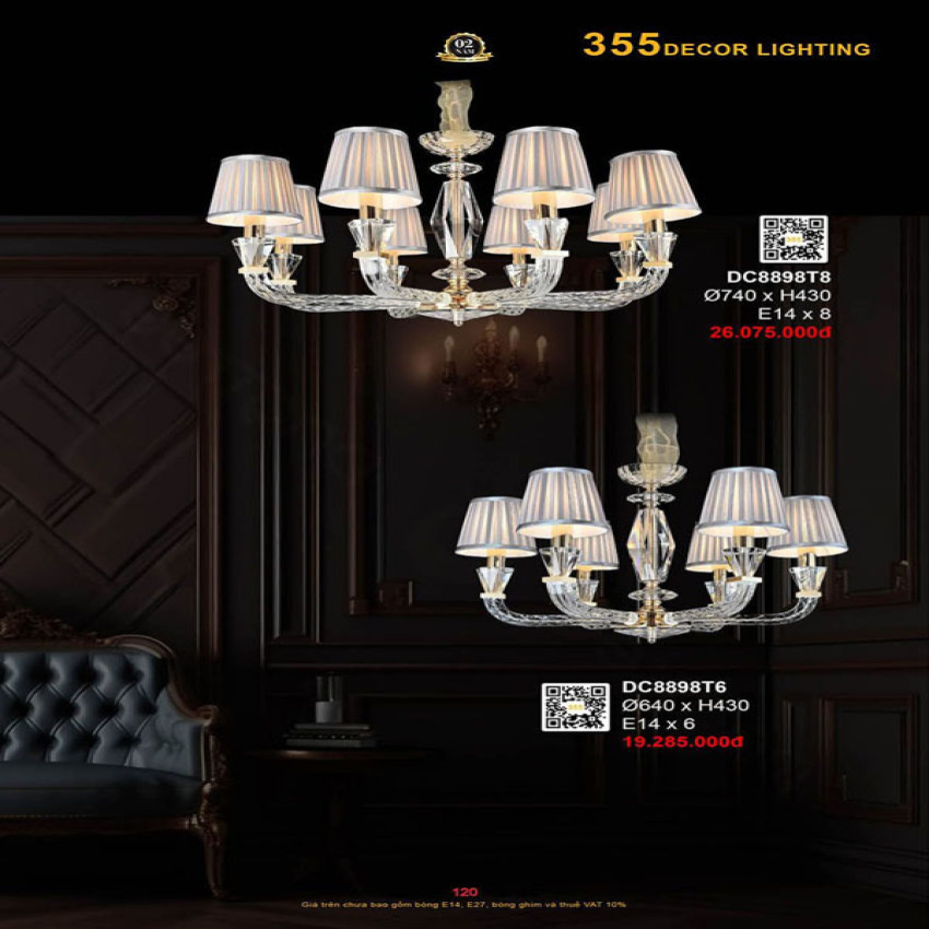 Đèn chùm 355 Decor DC8898T6, DC8898T8