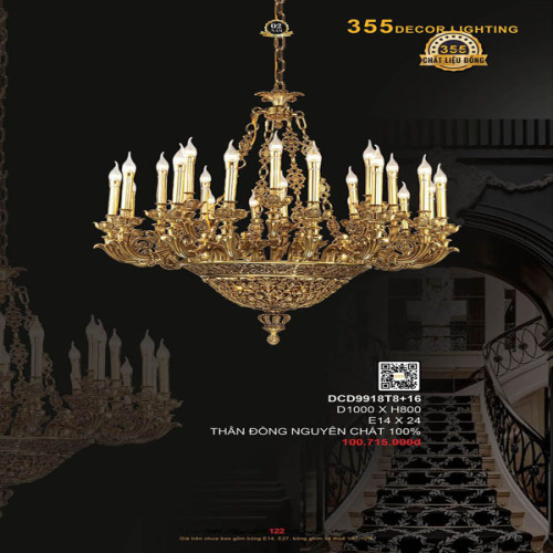 Đèn chùm đồng 355 Decor DCD9918T8+16
