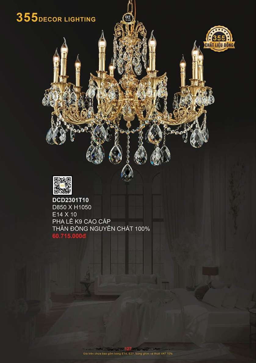 Đèn chùm đồng 355 Decor DCD2301T10