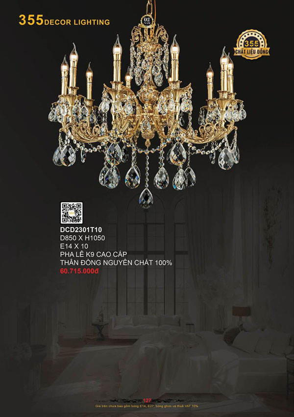Đèn chùm đồng 355 Decor DCD2301T10