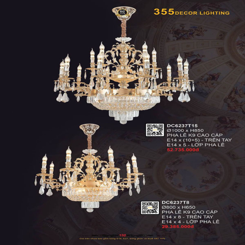 Đèn chùm 355 Decor DC6237T8, DC6237T15