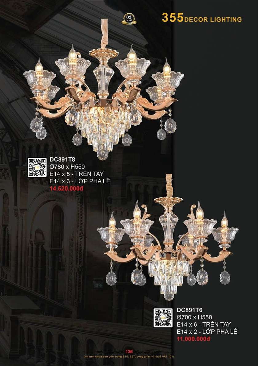 Đèn chùm 355 Decor DC891T6, DC891T8