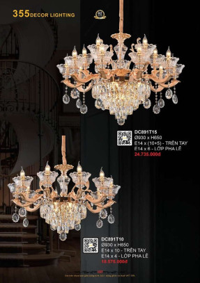 Đèn chùm 355 Decor DC891T10, DC891T15