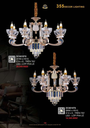 Đèn chùm 355 Decor DC6018T6, DC6018T8