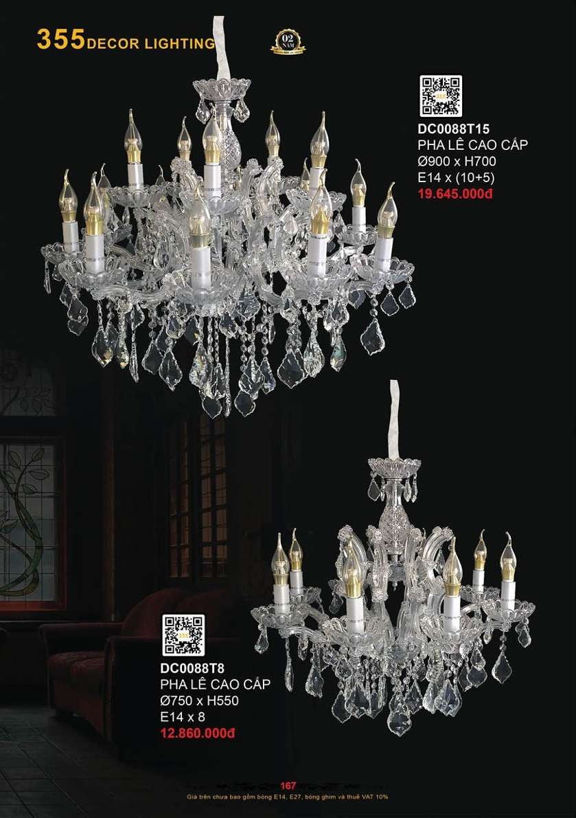Đèn chùm 355 Decor DC0088T8, DC0088T15