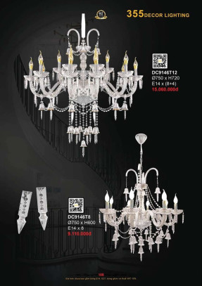Đèn chùm 355 Decor DC9146T8, DC9146T12