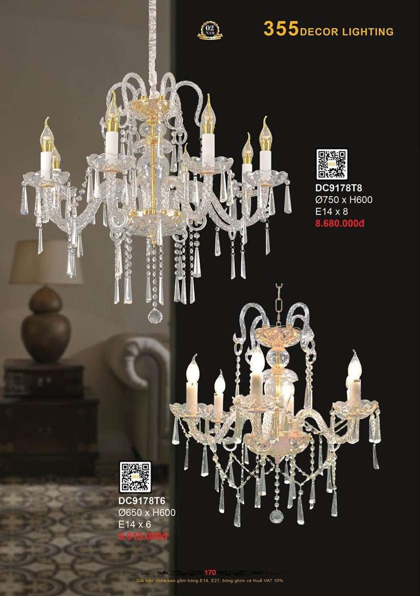 Đèn chùm 355 Decor DC9178T6, DC9178T8