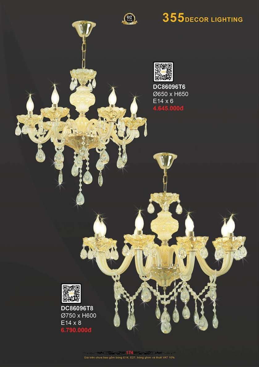 Đèn chùm 355 Decor DC86096T6, DC86096T8
