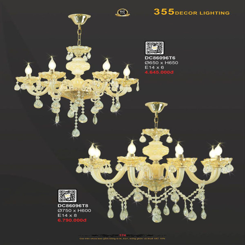 Đèn chùm 355 Decor DC86096T6, DC86096T8