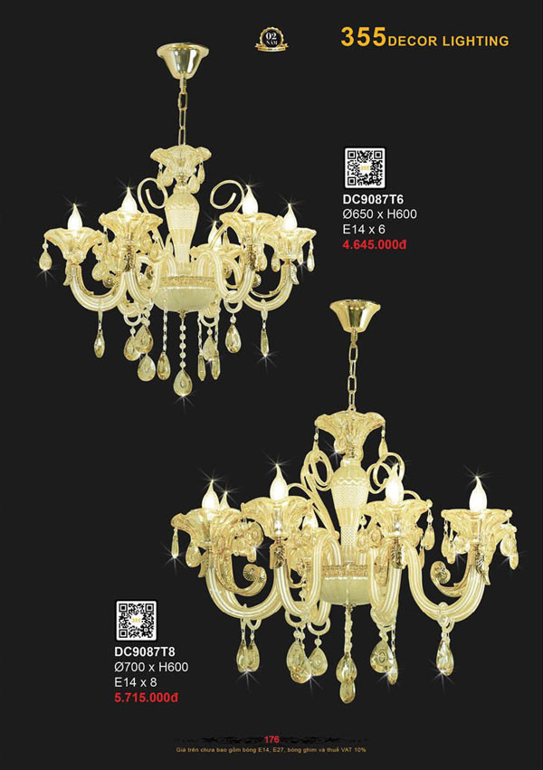 Đèn chùm 355 Decor DC9087T6, DC9087T8