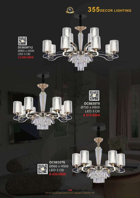 Đèn chùm 355 Decor DC8835T6, DC8835T8, DC8835T12
