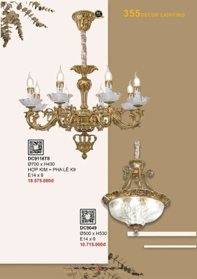Đèn chùm 355 Decor DC9049, DC9116T8