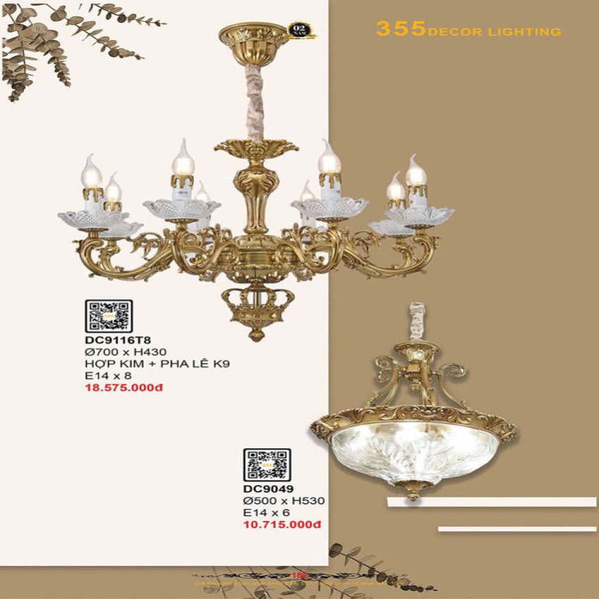 Đèn chùm 355 Decor DC9049, DC9116T8