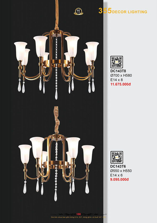Đèn chùm 355 Decor DC143T6, DC143T8