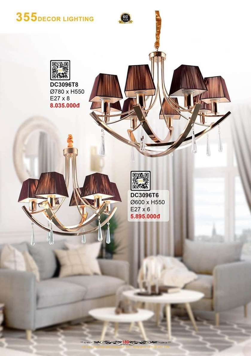 Đèn chùm 355 Decor DC3096T6, DC3096T8