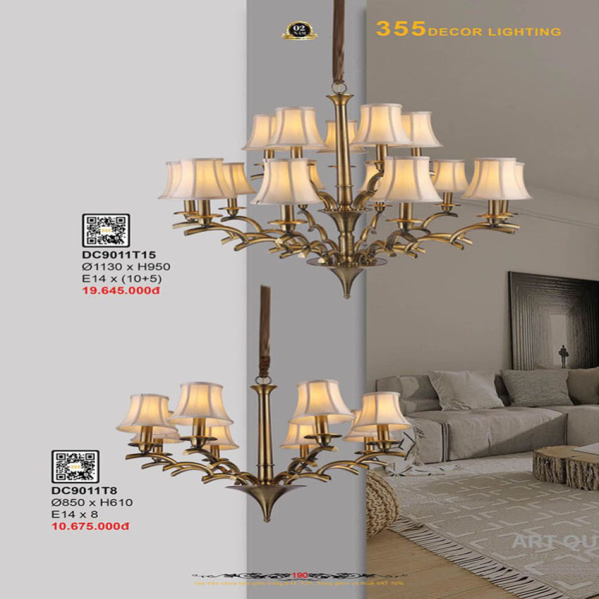 Đèn chùm 355 Decor DC9011T8, DC9011T15