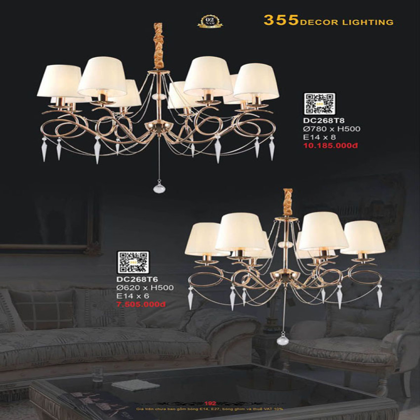 Đèn chùm 355 Decor DC268T6, DC268T8