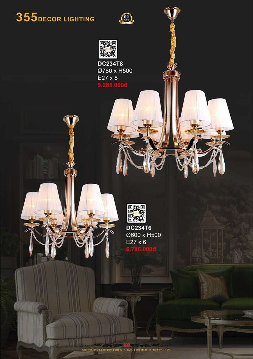 Đèn chùm 355 Decor DC234T6, DC234T8
