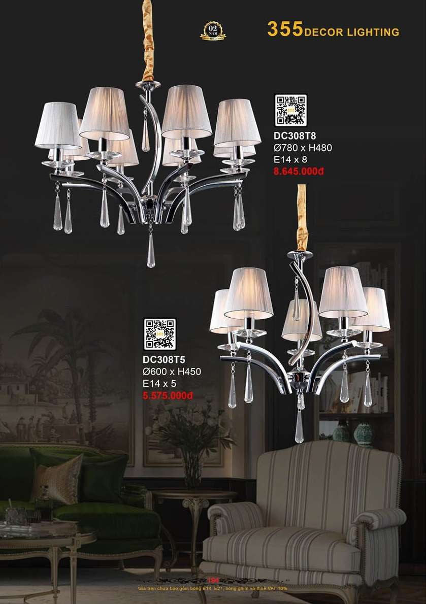 Đèn chùm 355 Decor DC308T5, DC308T8
