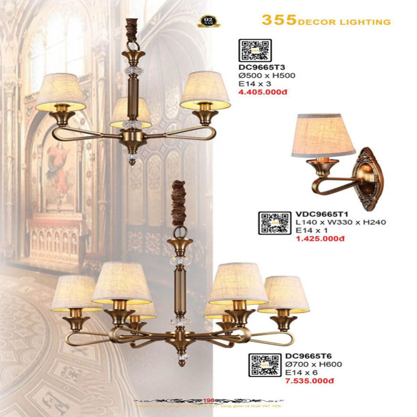 Đèn chùm 355 Decor DC9665T3, DC9665T6, VDC9665T1
