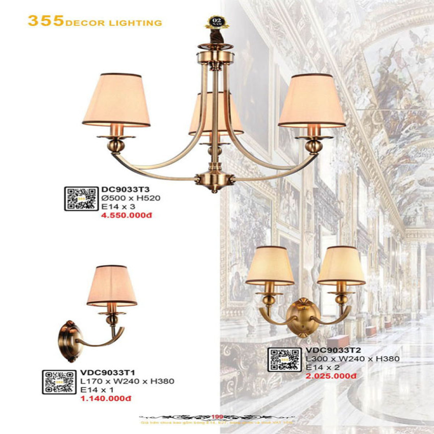 Đèn chùm 355 Decor DC9033T3, VDC9033T2, VDC9033T1