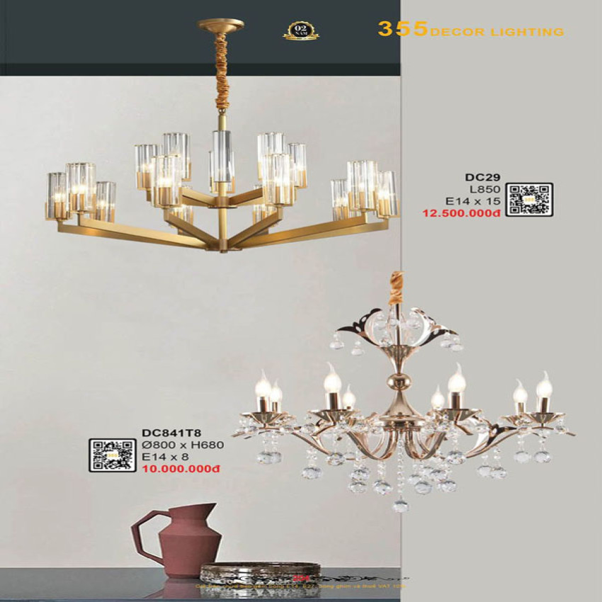 Đèn chùm 355 Decor DC841T8, DC29