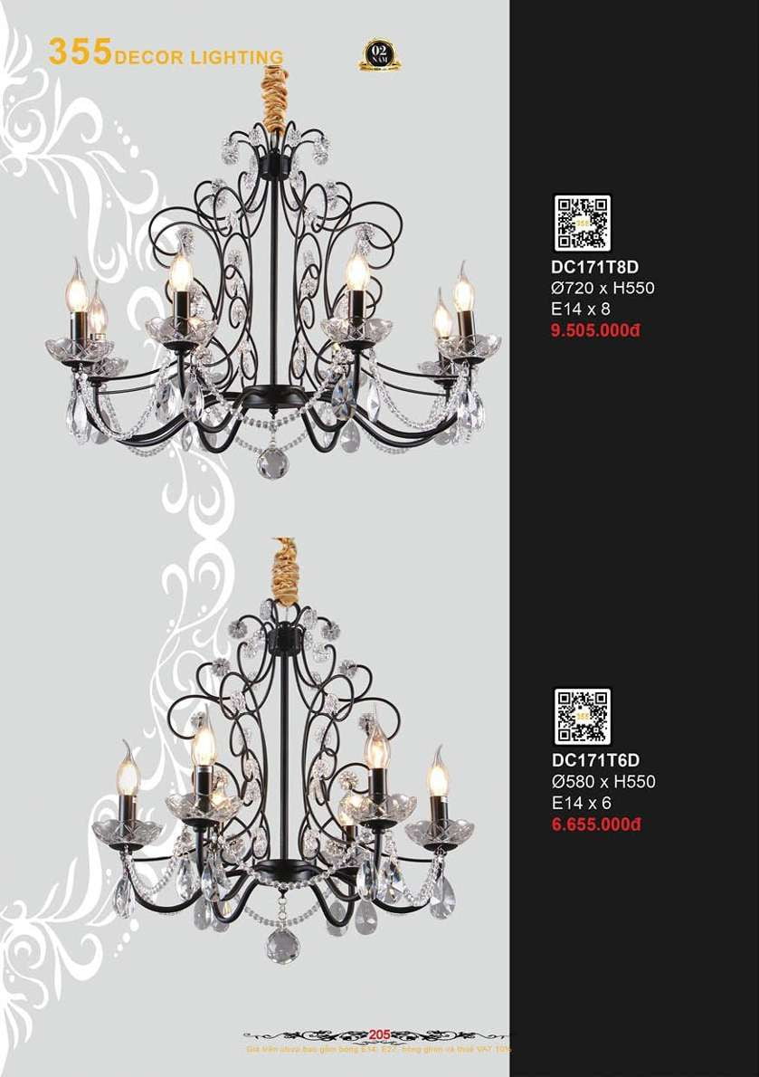 Đèn chùm 355 Decor DC171T6D, DC171T8D