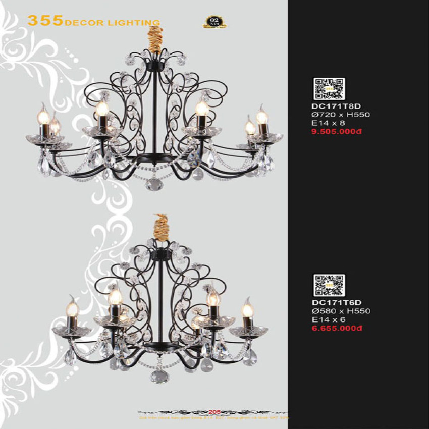 Đèn chùm 355 Decor DC171T6D, DC171T8D