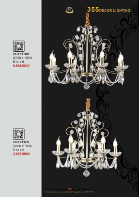 Đèn chùm 355 Decor DC171T6V, DC171T8V