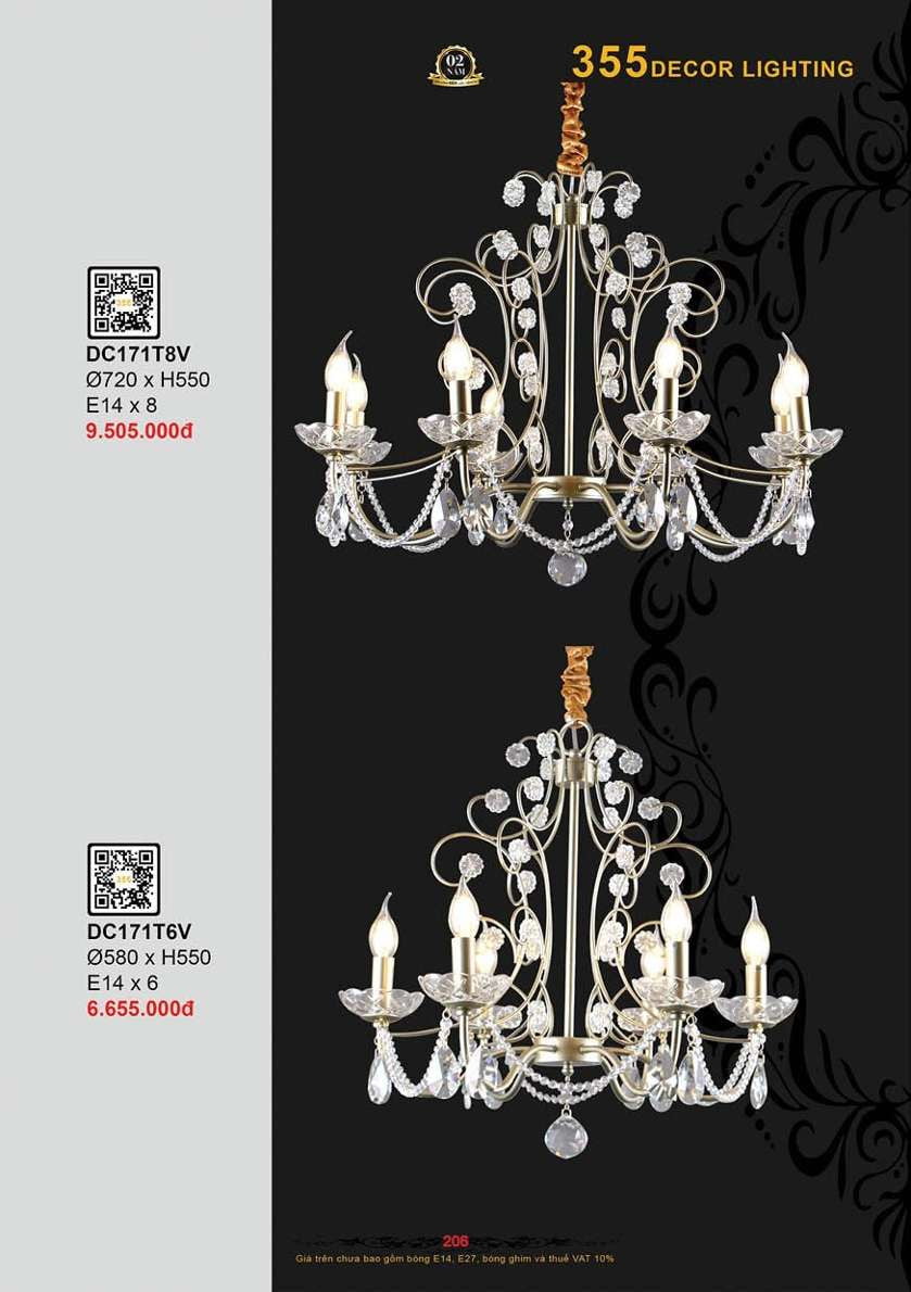 Đèn chùm 355 Decor DC171T6V, DC171T8V
