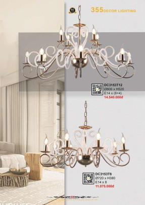 Đèn chùm 355 Decor DC3153T8, DC3153T12