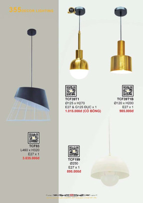 Đèn thả cà phê 355 Decor TCF199, TCF93, TCF39T1, TCF39T1B