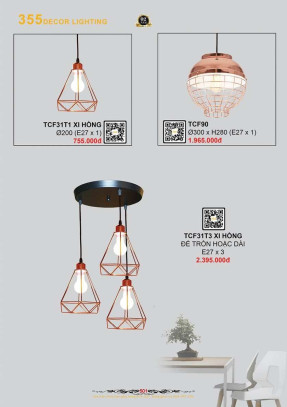 Đèn thả cà phê 355 Decor TCF31T1, TCF90, TCF31T3