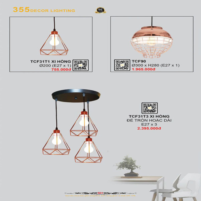 Đèn thả cà phê 355 Decor TCF31T1, TCF90, TCF31T3