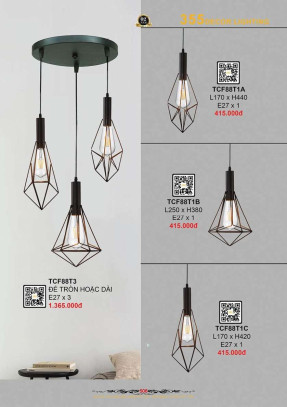 Đèn thả cà phê 355 Decor TCF88T1A, TCF88T1B, TCF88T1C, TCF88T3