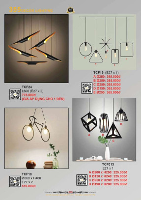 Đèn thả cà phê 355 Decor TCF013, TCF19, TCF24, TCF18