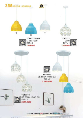 Đèn thả cà phê 355 Decor TCF82T1, TCF82T3, TCF33T1, TCF33T3