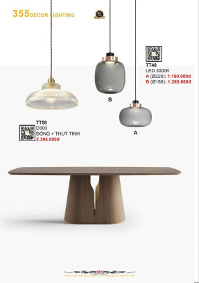 Đèn thả thủy tinh 355 Decor TT48, TT58