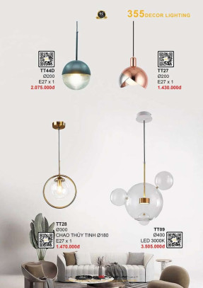 Đèn thả thủy tinh 355 Decor TT27, TT28, TT44D, TT09