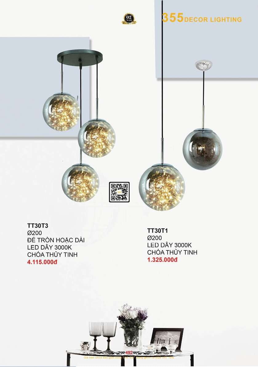 Đèn thả thủy tinh 355 Decor TT30T1, TT30T3