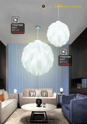 Đèn thả thiết kế lông vũ 355 Decor TTK83T500, TTK83T600