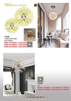 Đèn thả thiết kế 355 Decor TTK58, TTK59