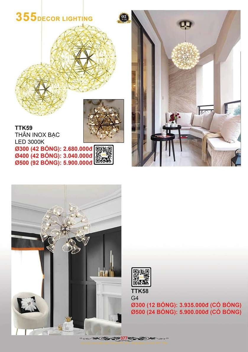 Đèn thả thiết kế 355 Decor TTK58, TTK59