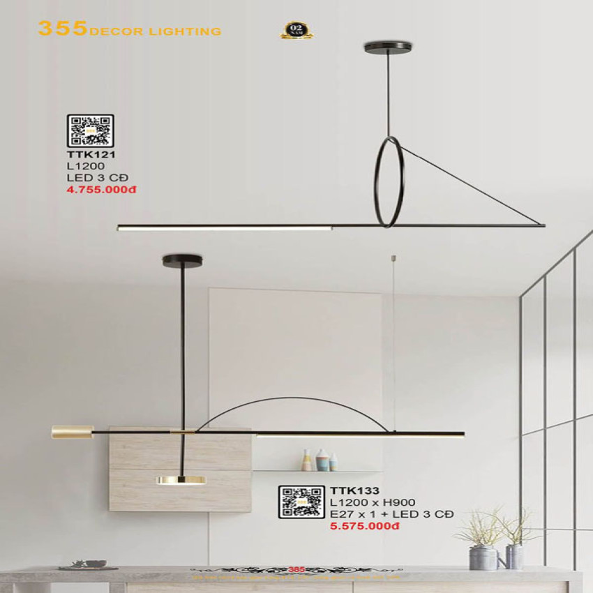 Đèn thả thiết kế 355 Decor TTK121, TTK133